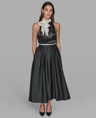 Karl Lagerfeld Women's Luxe Halter Neck Bow Top In Green