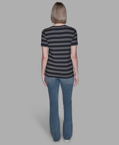Karl Lagerfeld Women's Crewneck Striped T-shirt In Black