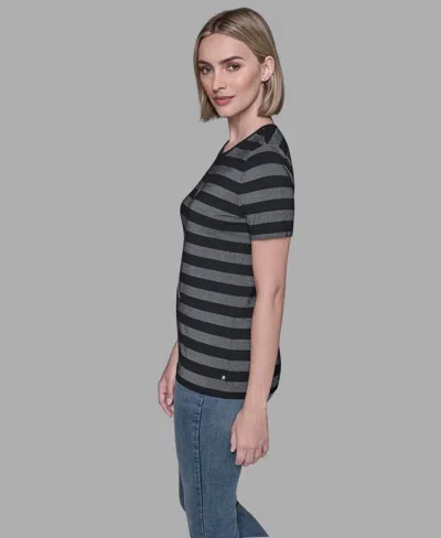 Karl Lagerfeld Women's Crewneck Striped T-shirt In Black