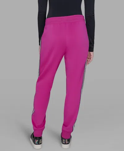 Karl Lagerfeld Women's Striped Drawstring Sweatpants In Pink