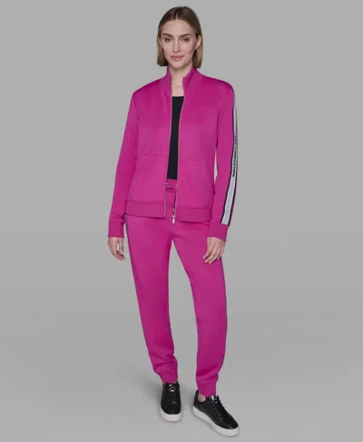 Karl Lagerfeld Women's Striped Drawstring Sweatpants In Pink