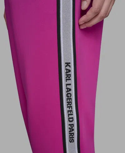 Karl Lagerfeld Women's Striped Drawstring Sweatpants In Pink