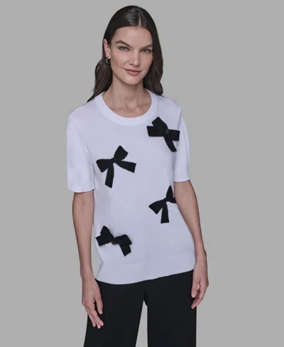 Karl Lagerfeld Women's Bow-embellished Knitted Top In Multi