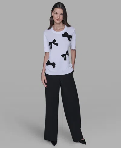 Karl Lagerfeld Women's Bow-embellished Knitted Top In Multi