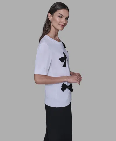 Karl Lagerfeld Women's Bow-embellished Knitted Top In Multi