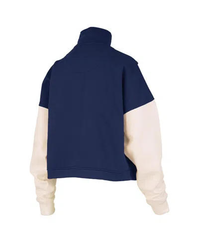 Pressbox Navy North Carolina Tar Heels Ferrara Color Block Quarter-zip Sweatshirt In Blue