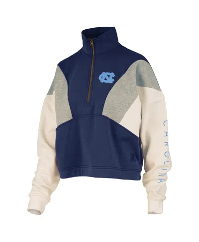 Pressbox Navy North Carolina Tar Heels Ferrara Color Block Quarter-zip Sweatshirt In Blue
