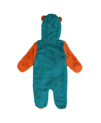 Outerstuff Baby Boys And Girls Aqua Miami Dolphins Stay Napping Fleece Bunting Full-zip Sleeper In Blue