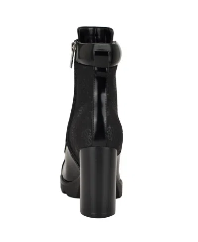 Guess Women's Nellsan High Block Heel Hiker Booties In Black