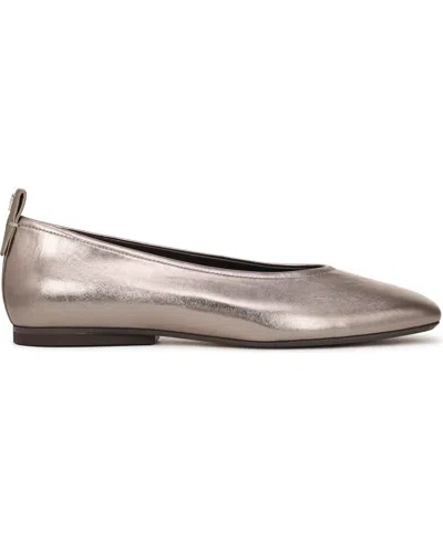 Naturalizer Carla Square Toe Ballet Flats In Silver