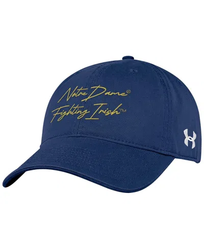 Under Armour Men's Navy Notre Dame Fighting Irish College Essentials Washed Cotton Blend Adjustable Hat In Blue