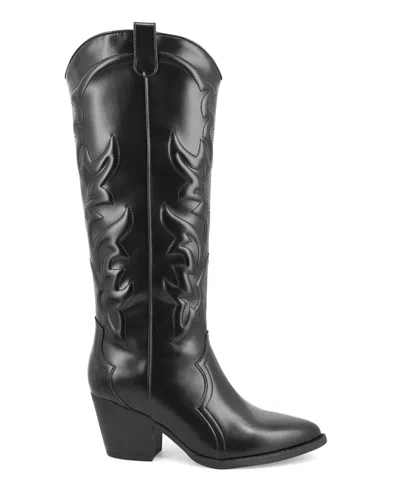 Mia Women's Spenser Pointed Toe Western Style Tall Boots In Black
