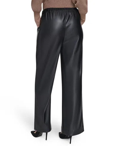 Halston Women's Faux Leather Wide-leg Pants In Black