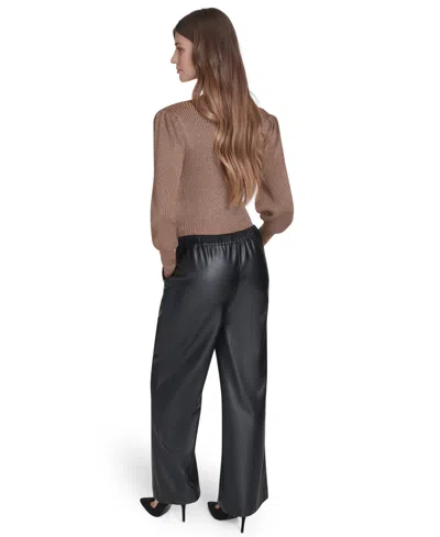 Halston Women's Faux Leather Wide-leg Pants In Black