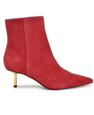 Nine West Hamesa Pointed Toe Bootie In Red