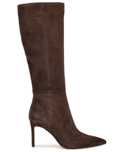 Nine West Women's Cook Tall Stiletto Dress Boots In Brown