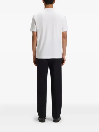 Hugo Boss Mercerized-cotton T-shirt With Logo Artwork In White