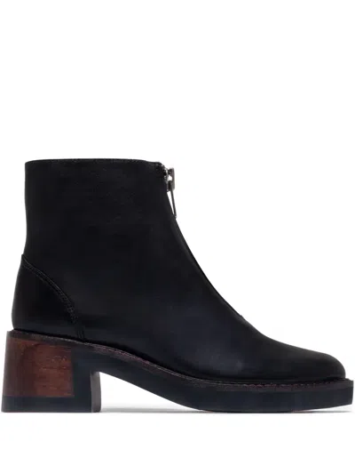 Bernardo Tess Leather Front-zip Ankle Boots In Black