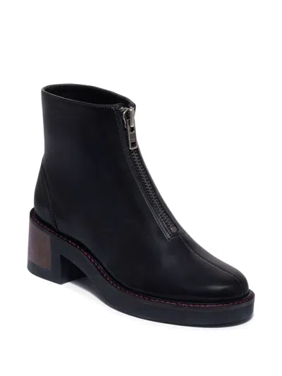 Bernardo Tess Leather Front-zip Ankle Boots In Black