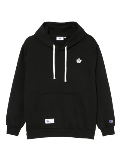Chocoolate X Russell Athletic Bear-embroidered Hoodie In Black