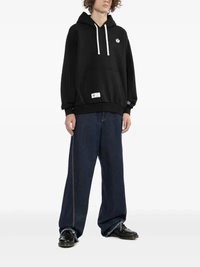 Chocoolate X Russell Athletic Bear-embroidered Hoodie In Black