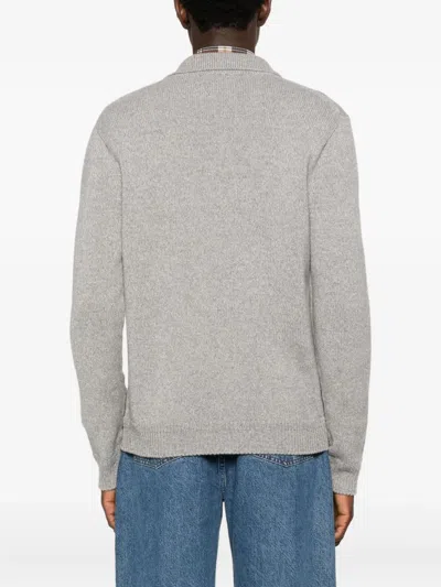 Scaglione Long-sleeved Polo Shirt In Gray