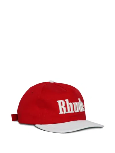 Rhude Logo-embroidered Two-tone Cap In Red