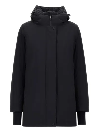 Herno Hooded A-shape Jacket In 2-layer Windstopper In Black