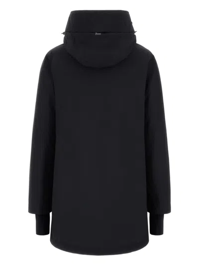Herno Hooded A-shape Jacket In 2-layer Windstopper In Black
