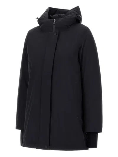 Herno Hooded A-shape Jacket In 2-layer Windstopper In Black