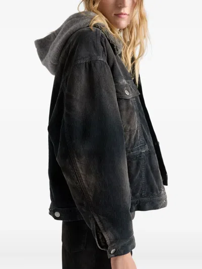 Prada Corduroy Blouson Jacket In Gray