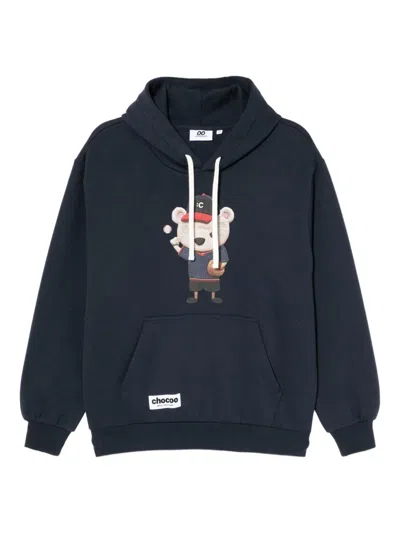 Chocoolate Bear-print Hoodie In Blue