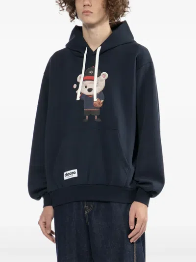 Chocoolate Bear-print Hoodie In Blue