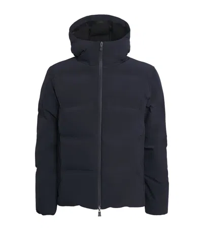 Herno High-collar Hooded Down Jacket With Logo Detail In Multi