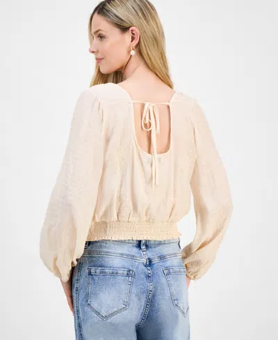 And Now This Petite Embroidered Lace-trim Top, Macy's Exclusive In Neutral