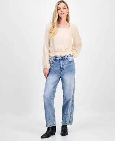 And Now This Petite Embroidered Lace-trim Top, Macy's Exclusive In Neutral