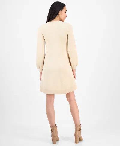 Sandra Darren Petite Cable-knit Sweater Dress In Neutral