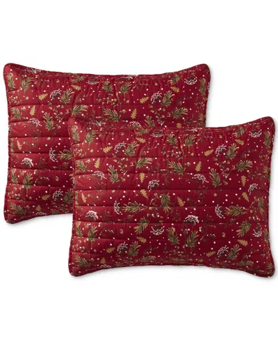Seventh Studio Ivvy Botanical-print Pinsonic Microfiber 3-pc. Quilt Set, Full/queen In Red