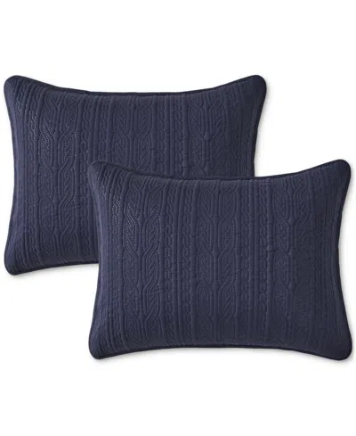 Seventh Studio Cable-knit Pinsonic Microfiber 2-pc. Quilt Set, Twin In Blue