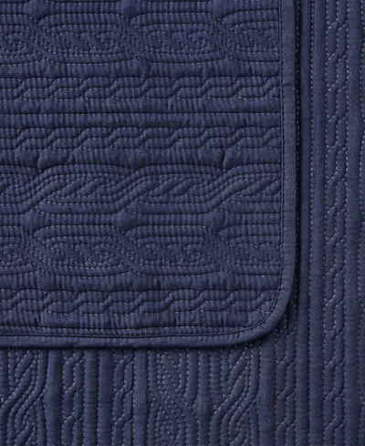 Seventh Studio Cable-knit Pinsonic Microfiber 2-pc. Quilt Set, Twin In Blue