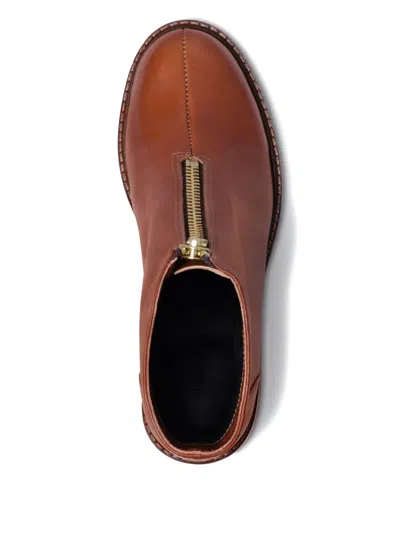 Bernardo Tess Leather Front-zip Ankle Boots In Brown