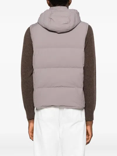 Eleventy Hooded Sleeveless Quilted Jacket Pockets In Purple