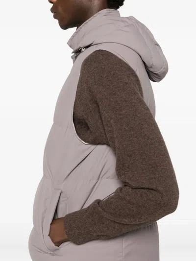 Eleventy Hooded Sleeveless Quilted Jacket Pockets In Purple