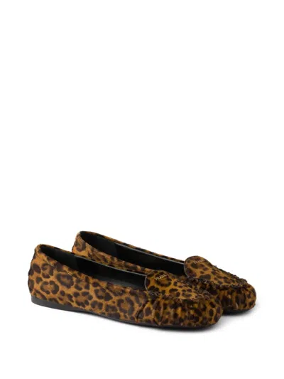 Prada Printed Leather Loafers In Multi