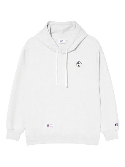 Chocoolate X Russell Athletic Bear-embroidered Hoodie In White