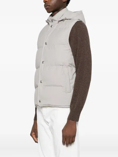 Eleventy Hooded Press-stud Fastening Gilet In Gray