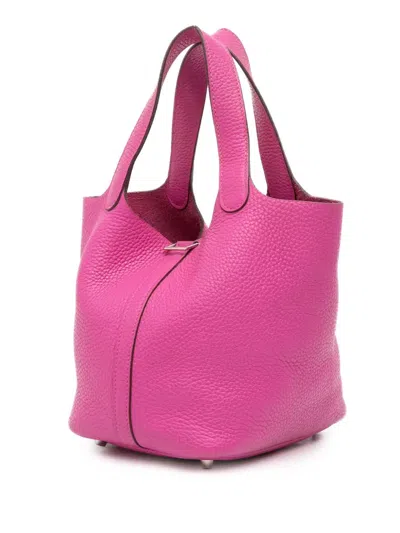 Pre-owned Hermes 2018 Clemence Picotin Lock 18 Handbag In Pink