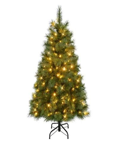 Puleo 4.5' Pre-lit Artificial Wyoming Pine Tree With Multi-function Led Lights In Green