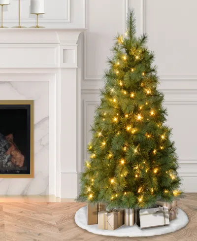 Puleo 4.5' Pre-lit Artificial Wyoming Pine Tree With Multi-function Led Lights In Green