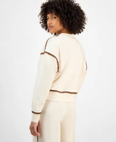 And Now This Women's Contrast Stitch Crewneck Sweatshirt, Macy's Exclusive In White